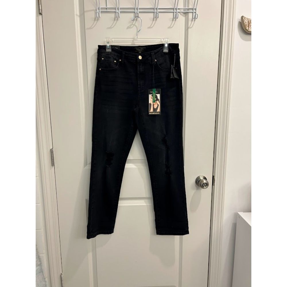 NWT Rachel Rachel Roy Mid-rise Girlfriend Ripped Black Jeans